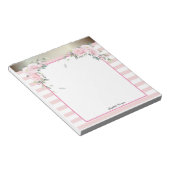 Bloc-note Fleurs aquarelles élégantes rayées de rose (Incliné)