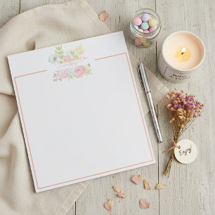 Bloc-note Fleurs aquarelles orange et rose personnalisées