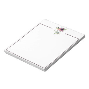 Bloc-note Fleurs aquarelles personnalisées rose et violet