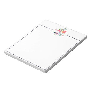 Bloc-note Fleurs aquarelles rose et orange personnalisées