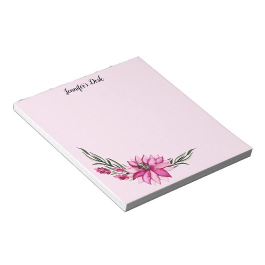 Bloc-note Fleurs aquarelles roses (Incliné)