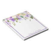 Bloc-note Fleurs aquarelles violettes nom personnalisable (Incliné)