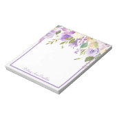 Bloc-note Fleurs aquarelles violettes nom personnalisable (Tourné)
