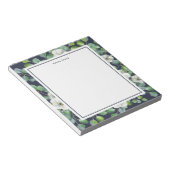 Bloc-note Fleurs blanches élégantes Nom vert (Incliné)
