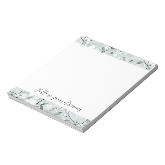 Bloc-note Fleurs blanches gris chic (Tourné)