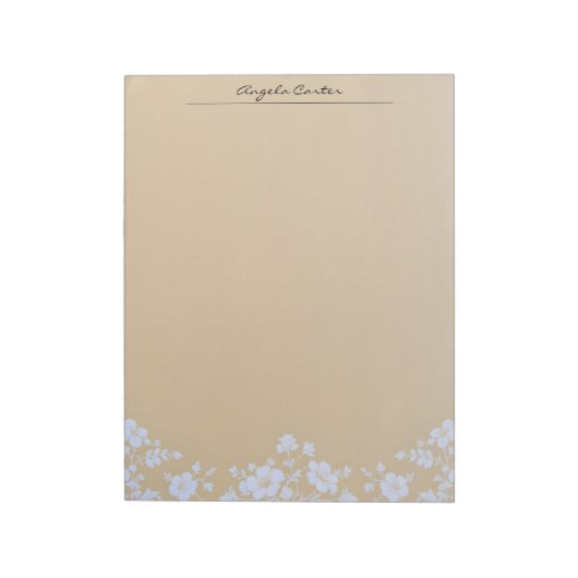 Bloc-note Fleurs blanches sur fond beige (Tourné)