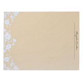 Bloc-note Fleurs blanches sur fond beige (Devant)