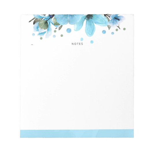 Bloc-note Fleurs bleu clair et aquarelle (Devant)