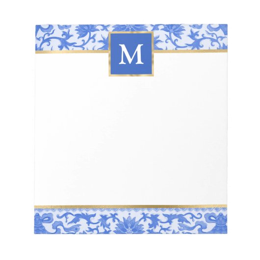 Bloc-note Fleurs bleues personnalisées (Devant)