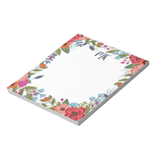 Bloc-note Fleurs Boho Monogrammées (Tourné)