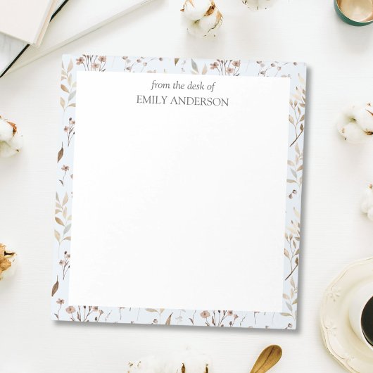 Bloc-note Fleurs Botaniques Marron Rustique De Sur Le Bureau