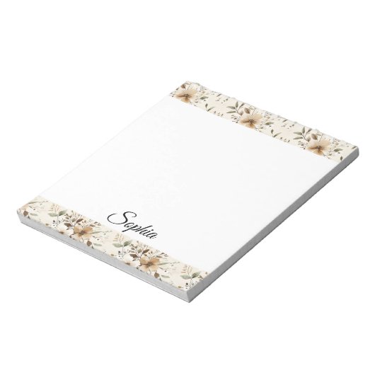 Bloc-note Fleurs Brown à la crème chic (Tourné)