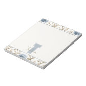 Bloc-note Fleurs Brunes Bleues Crème Monogramme Initial Nom (Tourné)