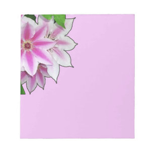 Bloc-note Fleurs Clematis roses et blanches
