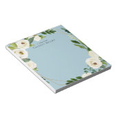 Bloc-note Fleurs d'aquarelle blanche, bleu Personnalisé (Incliné)