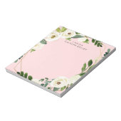 Bloc-note Fleurs d'aquarelle blanche, rose personnalisée (Tourné)