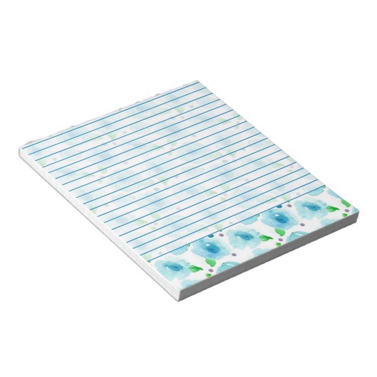 Bloc-note Fleurs d'aquarelle bleu grand (Incliné)