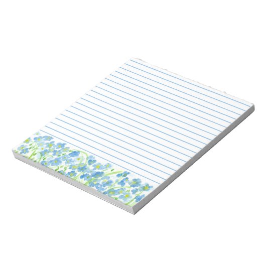 Bloc-note Fleurs d'aquarelle bleu lin (Tourné)