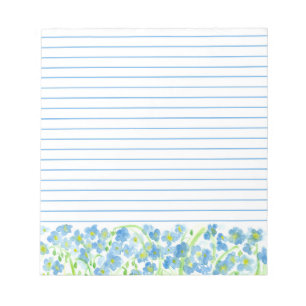 Bloc-note Fleurs d'aquarelle bleu lin