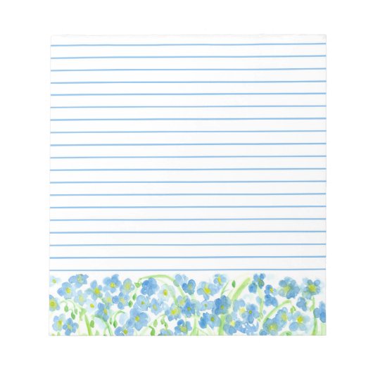 Bloc-note Fleurs d'aquarelle bleu lin (Devant)