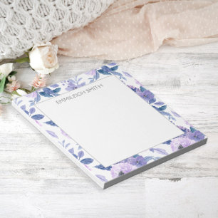 Bloc-note Fleurs d'aquarelle mignonne violet fille Feuille