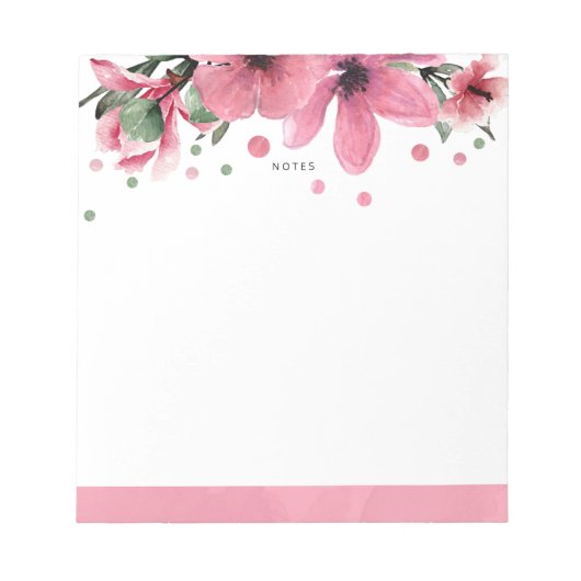 Bloc-note Fleurs d'aquarelle rose (Devant)