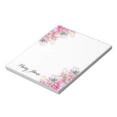 Bloc-note Fleurs d'aquarelle rose pâle Personnalisées (Tourné)