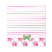 Bloc-note Fleurs d'aquarelle rose papillon vert (Devant)