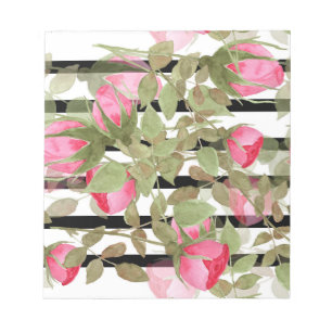 Bloc-note Fleurs d'aquarelle rose rose roses romes florales