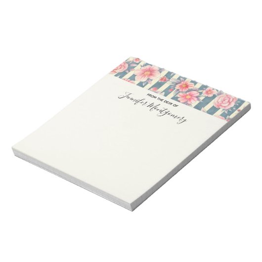 Bloc-note Fleurs d'aquarelle rose sur bandes (Tourné)