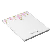 Bloc-note Fleurs de cerisier girly rose personnalisé (Incliné)