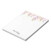 Bloc-note Fleurs de cerisier girly rose personnalisé (Tourné)