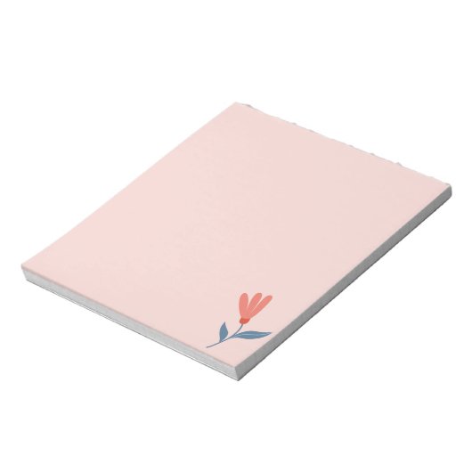 Bloc-note Fleurs de corail doux et motif de feuilles bleues (Tourné)
