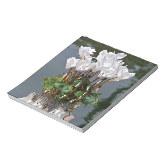 Bloc-note Fleurs de cyclamen blanc dans l'eau (Tourné)