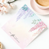 Bloc-note Fleurs de glycine rose pastel personnalisées