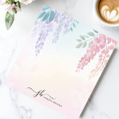 Bloc-note Fleurs de glycine rose pastel personnalisées