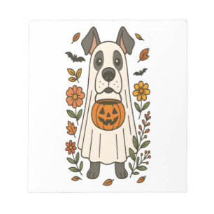 Bloc-note Fleurs de Grand Danois d'Halloween