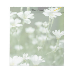 Bloc-note fleurs de jardin blanches fraîches d'été