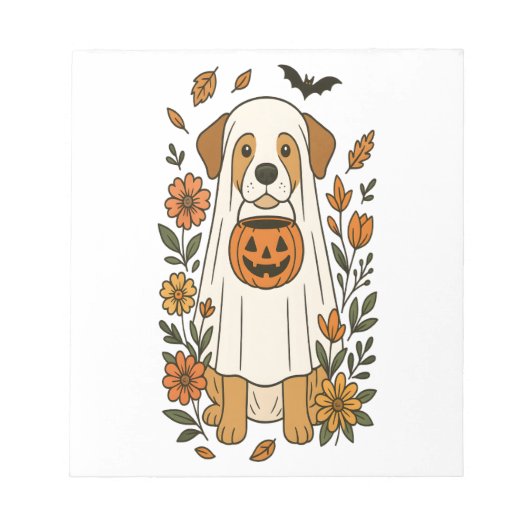 Bloc-note Fleurs de Labrador Retriever d'Halloween (Devant)
