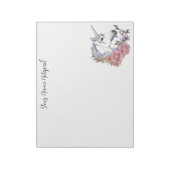 Bloc-note Fleurs de licorne blanche enchantée rose noir (Tourné)