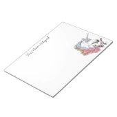 Bloc-note Fleurs de licorne blanche enchantée rose noir (Incliné)