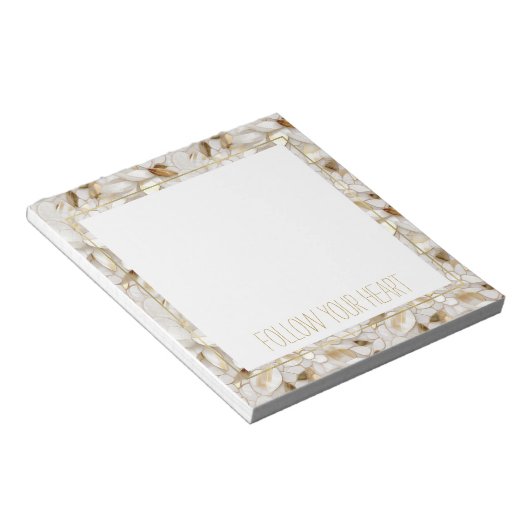 Bloc-note Fleurs de Lotus Or Blanc (Incliné)