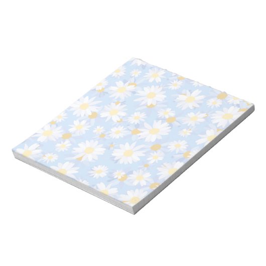 Bloc-note Fleurs de marguerite bleue chic et blanche (Tourné)