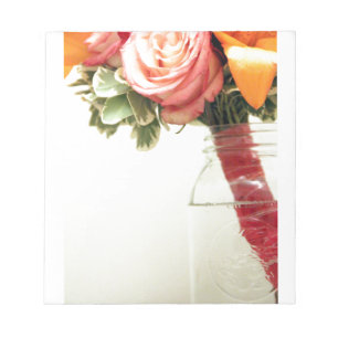 Bloc-note fleurs de mariage rose orange personnaliser