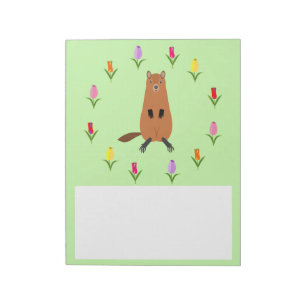Bloc-note Fleurs de marmotte et de tulipe mignonnes