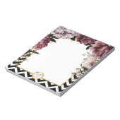 Bloc-note Fleurs de mauve monogramme et or avec Chevron (Tourné)