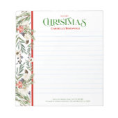 Bloc-note Fleurs de Noël et frontière de verdure (Devant)