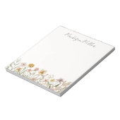 Bloc-note Fleurs de prairie sauvage aquarelle monogrammée (Tourné)