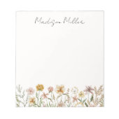 Bloc-note Fleurs de prairie sauvage aquarelle monogrammée (Devant)
