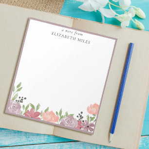 Bloc-note Fleurs de roses aquarelles colorées bordure person
